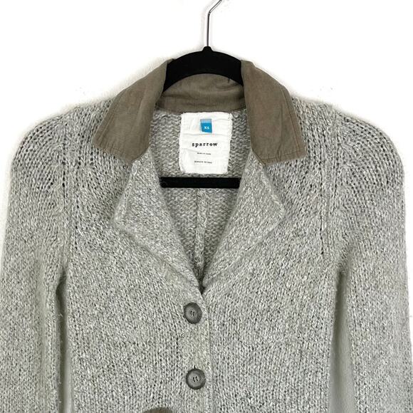 Sparrow | Anthropologie Cardigan Sweater Button Elbow Patches XS - Picture 3 of 7